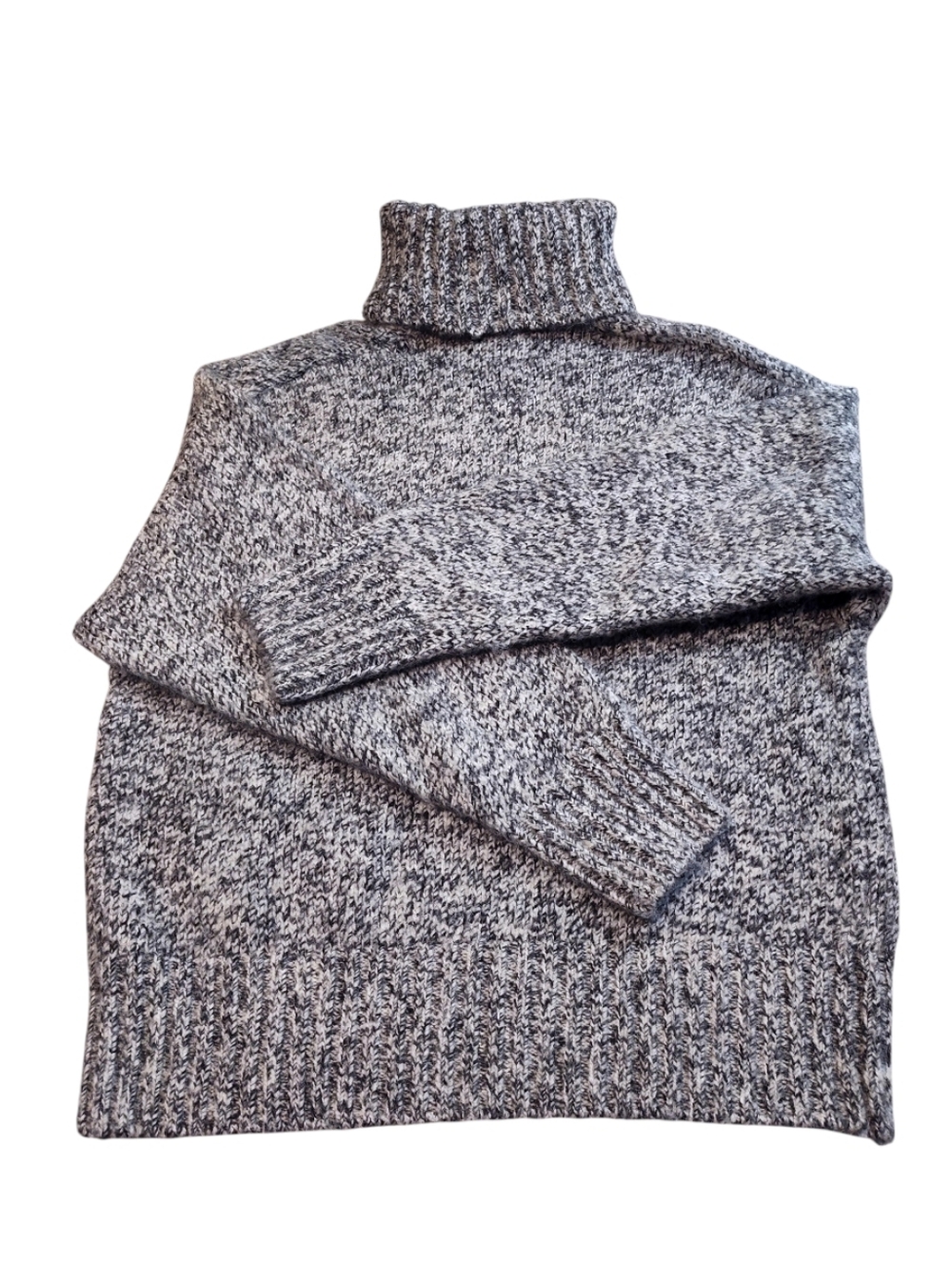 ZARA Grey Marled Chunky Knit Turtleneck Sweater Womens Size Medium - Picture 4 of 14